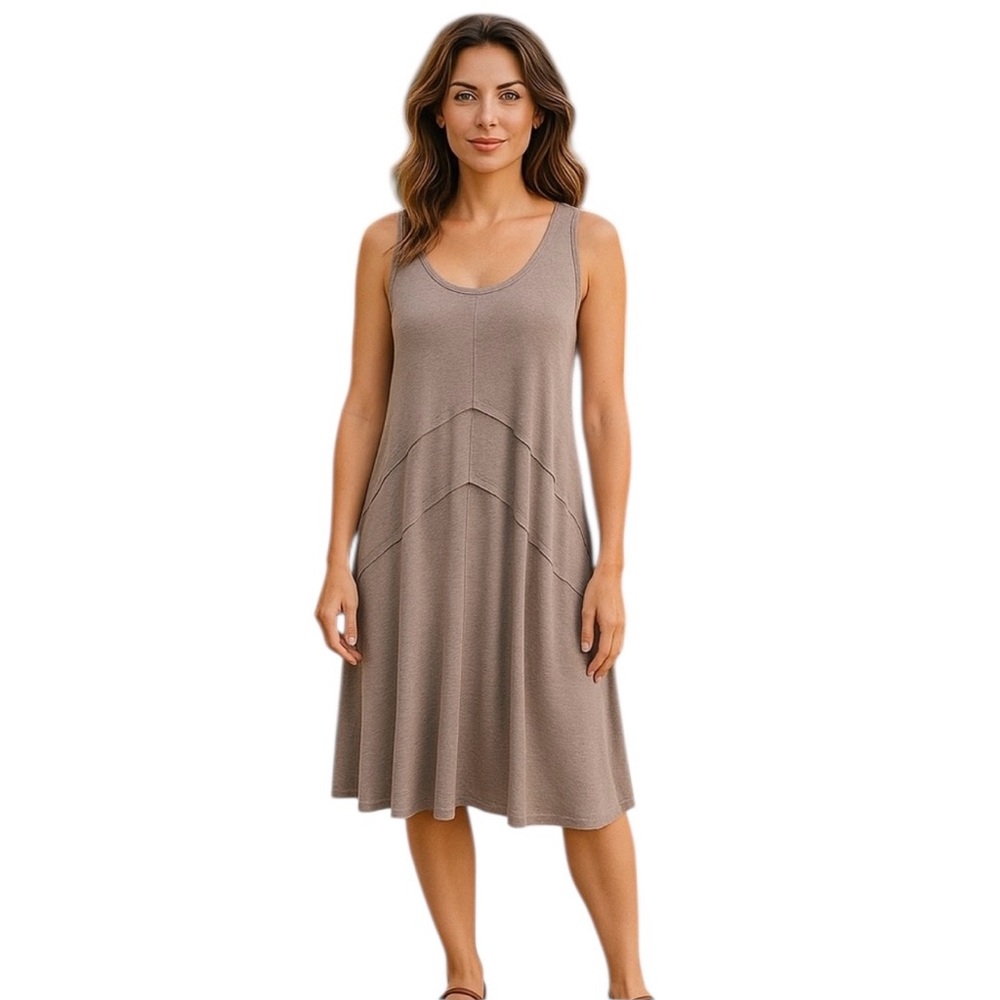 Kokoon Woodstock Racerback Tank Dress Medium Light Brown Pullover J5293 USA Made